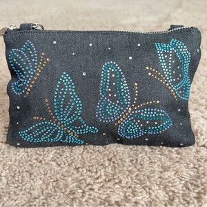 Brighton VIP Butterfly Sparkle Denim Crossbody Bag Purse